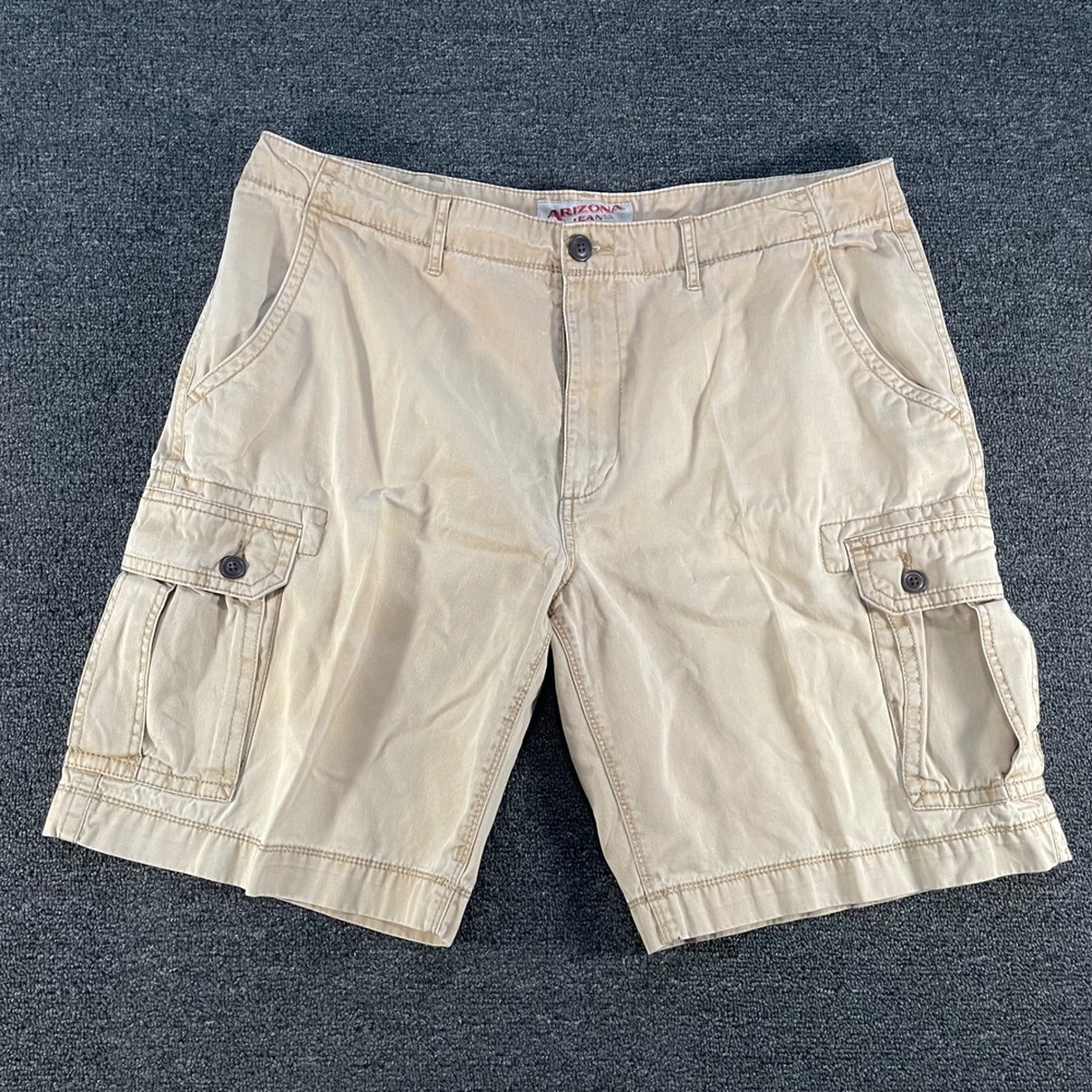 Arizona Jean Co Cargo Shorts Mens 38 Tan Good Cotton Relaxed Fit Utility
